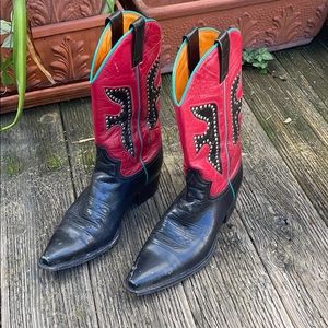 Frye 77780 Daisy Duke Red Leather studded boots